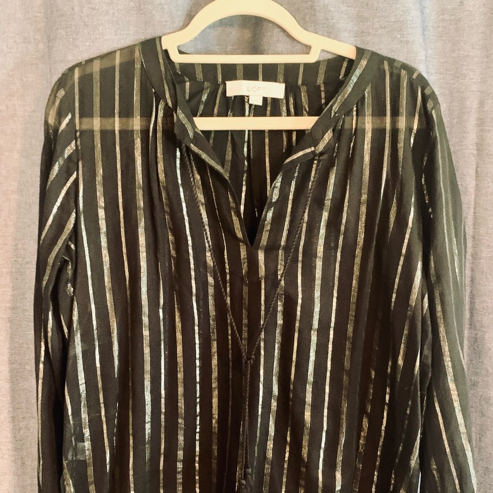 New Never Worn Sheer black and gold buttondown